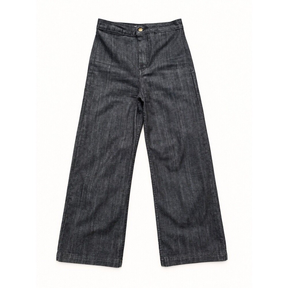 A Piece Apart High Waist Crop Charcoal Denim Wide Leg Pants Size 0